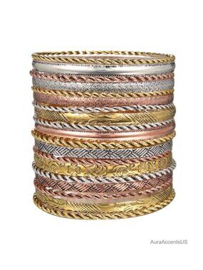 Boho Bangle Bracelets Set for Women Stackable Textured Bracelet Party Jewelry